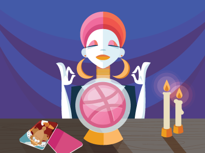 A Dribbble invite is in your future...Thanks, Anne Styngach! debut dribbble fortune future gandham illustration jessica tarot
