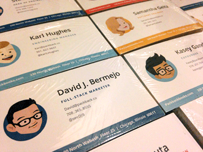 New Packback Business Cards (still in their wrappers!) business cards colorful illustration series set