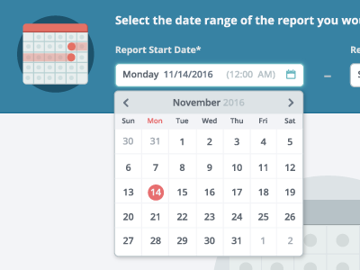 Calendar Date Picker calendar dashboard date date picker dropdown packback report reporting