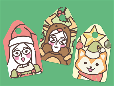 a.bite Christmas mascot illustrations tags bakery branding cards christmas cute design flat illustraion illustrator kawaii mascot pack tags vector art