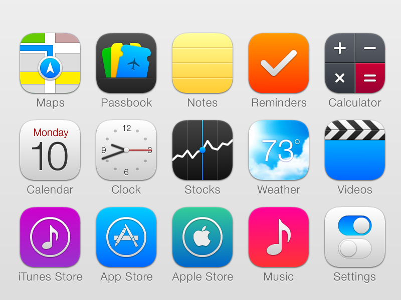 iOS 7 Icons by John Gill on Dribbble