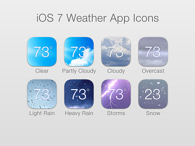 iOS 7 Weather App Icons apple apps icons ios ios 7 ios7 iphone weather
