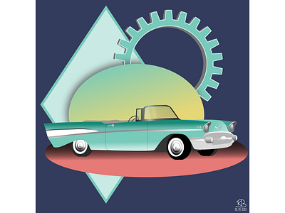 50’s car affinitydesigner illustration vector