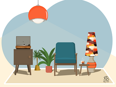 70’s living room affinitydesigner illustration vector