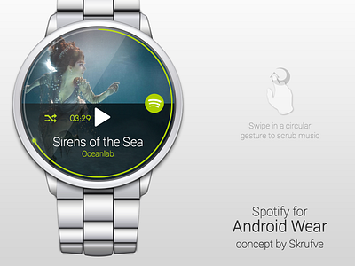 Android Wear - Spotify Remote android android wear concept minimalistic notification remote smartwatch spotify ui