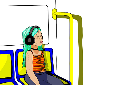 bus rider design digital flat illustration logo