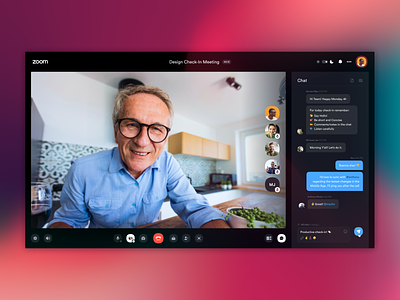 Zoom web client exploration call chat chat app clean collaboration conversation dark design hangout interface livestream meeting room minimal people remote ui ux videocall web