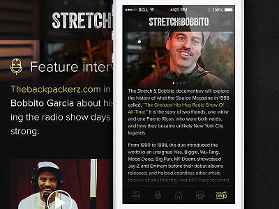 Stretch & Bobbito app design flat hiphop neonroots ui