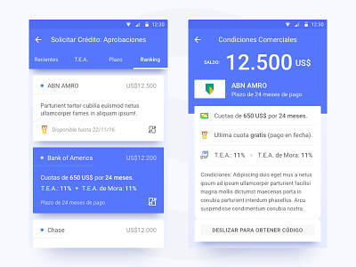 Loans applications android bank design loans material shadows ui ux