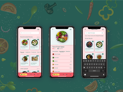 Food Recipe App - Concept UI Design concept app food app freelancer lockdown ui design ui work ux designer