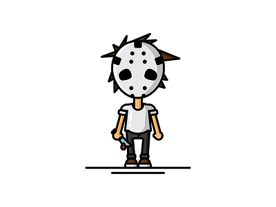Jason Voorhees character flat friday the 13th horror illustrator jason outline scary movie vector voorhees