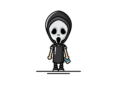 Ghostface character flat ghostface horror illustrator outline scary movie scream vector