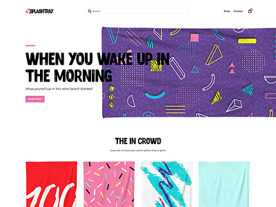 Splashtray beach towel ecommerce layout shopify web design