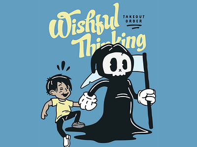 Wishful Thinking apparel cartoon emo graphic design grim reaper illustration retro scythe t shirt tshirt wishful thinking