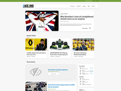 RaceFans Concept formula 1 mockup race fans racecar redesign website