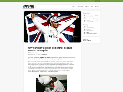 RaceFans Article Concept formula 1 indy indycar redesign website website concept