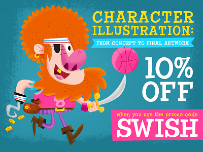 Character Illustration Class Discount basketball cartoon character illustration pirate tutorial typography
