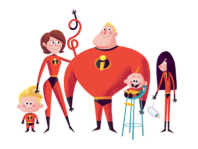 The Incredibles cartoon family gallery hero complex illustration pixar superhero