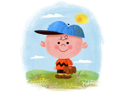 Charlie Brown baseball cartoon charles schulz comic strip illustration kid peanuts