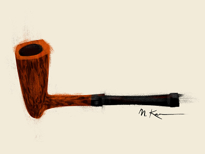 Pipe Study dry brush illustration painting pipe smoking