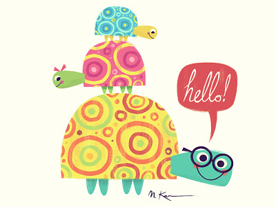 Hello cartoon family illustration pattern texture turtle