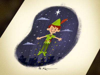Peter Pan cartoon childrens book illustration