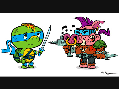 Leo And Bebop cartoon illustration teenage mutant ninja turtles tmnt warthog