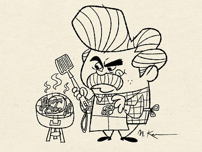 Ron Swanson bacon cartoon grilling illustration meat parks recreation steak tv