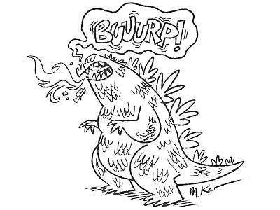 Godzilla cartoon illustration monster sketch