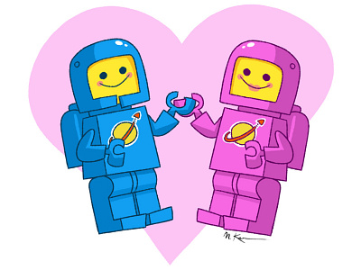 Lego Love astronaut cartoon illustration lego space toy
