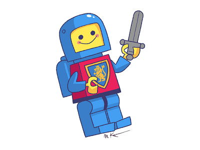Space Crusader astronaut cartoon illustration knight lego lion space sword toy