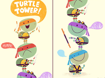 Turtle Tower cartoon illustration teenage mutant ninja turtles tmnt