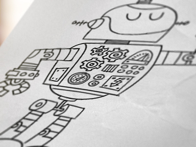 Robot Sketch cartoon illustration retro robot sci fi sketch vintage
