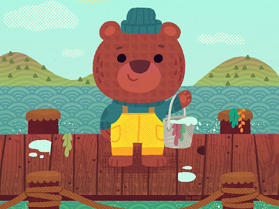 Waffle Bear bear fishing illustration kidslitart waffle