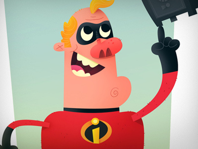 Mr. Incredible cartoon disney illustration pixar strong superhero