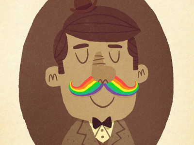 Rainbowstache cartoon gentleman illustration mustache rainbow