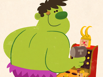 Hulk's Day Off avengers bruce banner cartoon illustration marvel comics monster nerd scientist