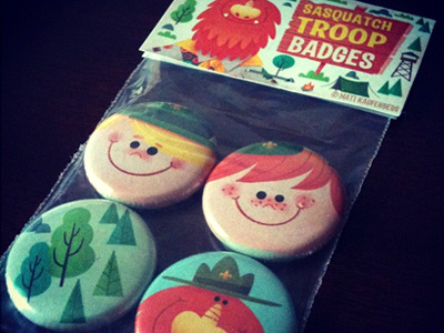 Sasquatch Troop Badges badges buttons camping cartoon children forest illustration kids pins sasquatch scout