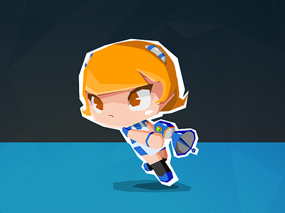 Super V Maid blue cute low poly mascot ps security team