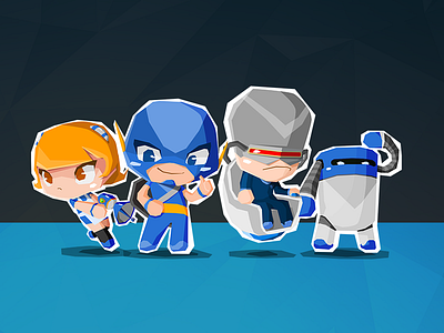 Team Super V blue cute low poly mascot ps security team