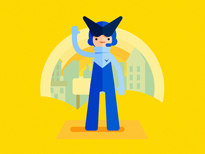 Hi! blue city cute flat hello man yellow