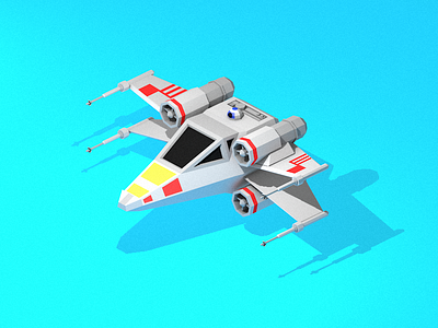 X-Wing c4d low poly plane starwars x wing