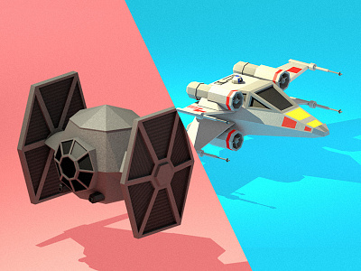 X & Tie c4d low poly plane starwars tie fighter x wing