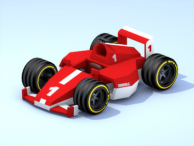 F1 c4d car low poly race red
