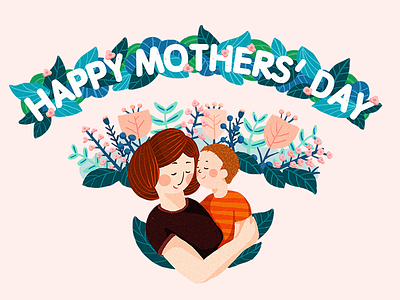 Happy Mothers' Day flower illustration mother wifi