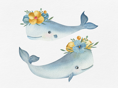 Cute illustration of Whales