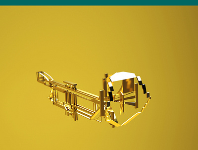 trumpet 3d design geometry illustration instrument music trumpet