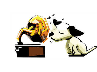 His Master's Voice, design dog geometry illustration music nipper