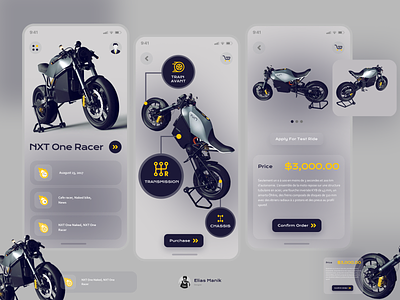 NXT One Racer APP app design app ui ux application design bicycle app bike app mobile app motos bike app nxt bike app nxt motor bike nxt one racer nxt one racer app user interface design
