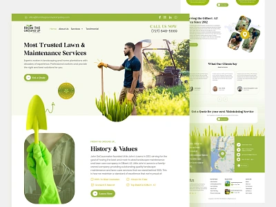 Lawn and Landscape Service Website landing page landscape design landscape service website lawn care website lawn mowing lawn service user interface design website website design website interface ui website landing page website ui ux